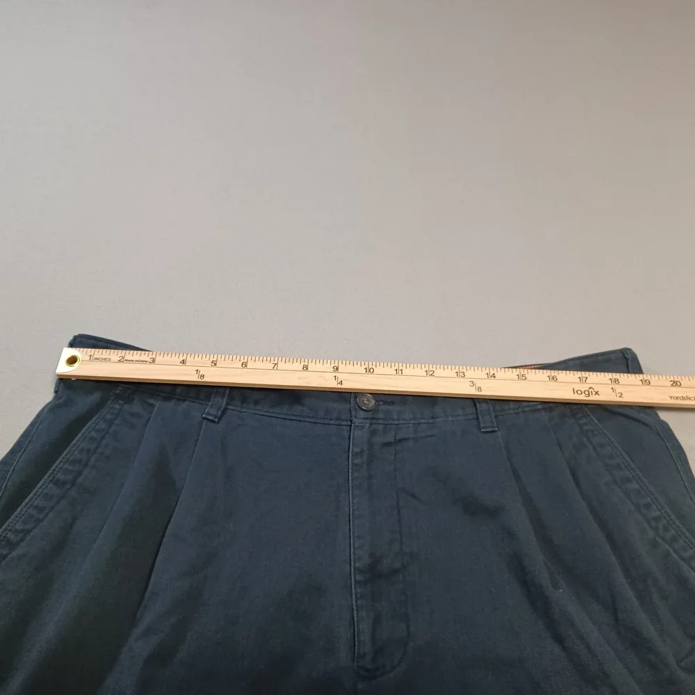 Savane Mens Pleated Chino Shorts Navy Blue Size 38 Cotton Blend Side Pocket